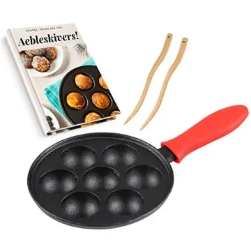 Cast Iron Aebleskiver Pan for Danish Stuffed Pancake Balls by Upstreet (Yellow)