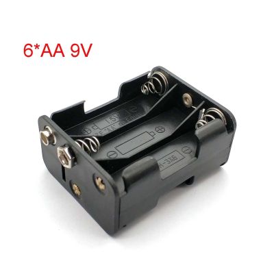 6xAA 9V Plastic Battery Double Side Spring Box Back-to-back with 9V Buckle AA Holder Battery Holder Box Battery Case