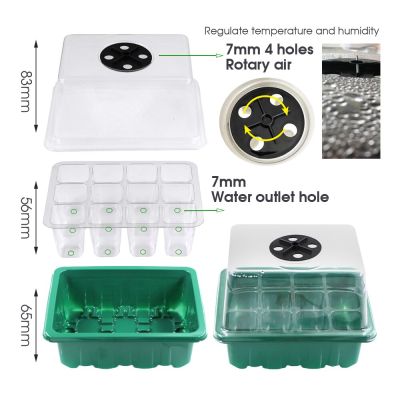 ；【‘； 12 Cells Seedling Box Planter Kit Seeds Germination Hydroponic Sponge Soilless Cultivation Growing System For Garden Nursery Pot