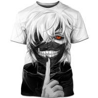 2023ขายร้อน Tokyo Ghoul Ken Kaneki 3D พิมพ์อะนิเมะญี่ปุ่นใหม่แฟชั่นผู้ชาย T เสื้อลำลองพิมพ์เสื้อคอสเพลย์เสื้อยืด