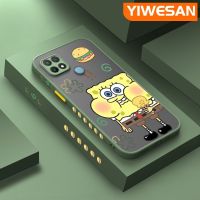 YIWESAN เคสสำหรับ OPPO A15 A35 A15s 4G,เคสการ์ตูน SpongeBob มีน้ำค้างแข็งโปร่งใสแข็งขอบสี่เหลี่ยมด้านข้างมีลวดลายเคสนิ่มป้องกันกล้องปลอกซิลิโคนกันกระแทก