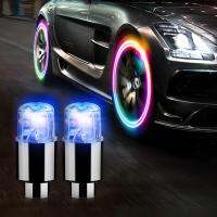 Tire Valves Cover Lights 2Pc Luminous Air Valves Caps Fluorescent Night Glowing Tire Hub Stem Wheel Hub Styling Universal Cover