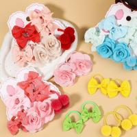 10Pcs/Set Girl Cute Flower Bow Scrunchies Rubber Bands Children Sweet Hair Bands Hair Tie Kid Hair Accessories Baby Holiday Gift Hair Accessories