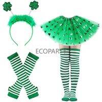 St.patrick S Day อุปกรณ์เสริมเครื่องแต่งกาย Shamrock Green Tutu Feather Headband Arm Warmers เข่าถุงเท้าสำหรับผู้หญิง