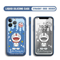 เคส Hpcase เคสสำหรับ Apple iPhone 15 Plus 15 Pro Max 15 Pro เคสโทรศัพท์โดราเอมอนยิ้มน่ารักเป็นปลอกซิลิโคนของเหลวทรงสี่เหลี่ยมดั้งเดิมเคสป้องกันทนแรงกระแทกกล้องคลุมทั้งหมด