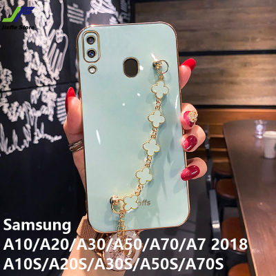 JieFie เคสโทรศัพท์ Samsung Galaxy A20S / A10S / A50S / A70S / A30S / A10 / A20 / A30 / A50 / A70 / A7 2018แฟชั่นชุบโครเมี่ยม TPU ฝาครอบสร้อยข้อมือโทรศัพท์กรณี