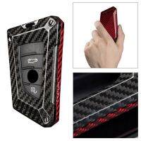 เคสกุญแจ บีเอ็ม ทีคาร์บอน หน้าดำหลังแดง ทรงใบไม้ Carbon Fiber Red Black Key Fob Case Cover For BMW X1 X2 X3 X4 X5 X6 F15 F16 F48