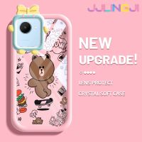 Jjlingji เคสสำหรับ Realme C30 C30s Narzo 50i Prime เคสการ์ตูนหมีสเก็ตสีสันสดใสน่ารักกล้องมอนสเตอร์น้อยนิ่มสำหรับเลนส์กันกระแทกแบบใสเคสมือถือป้องกันซิลิโคนเรียบง่ายปลอกความคิดสร้างสรรค์โปร่งใส