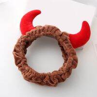 Mewah Merah Ox Setan Tanduk Headband Makeup Shower Mencuci Wajah Olahraga Beludru Rambut Band A0NF