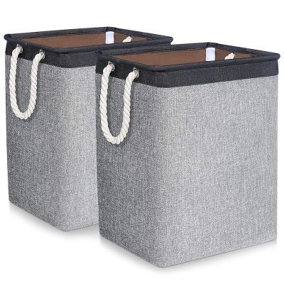 Laundry Baskets 2 Pack Foldable Clothes Baskets Portable Clothes Hamper Built-in Lining with Handles Detachable