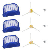 9ชิ้นส่วนทดแทนชุดสำหรับ IRobot Roomba 600 610 620 625 630 650 660 680เครื่องดูดฝุ่น Aero Vac กรองและแปรงด้านข้าง