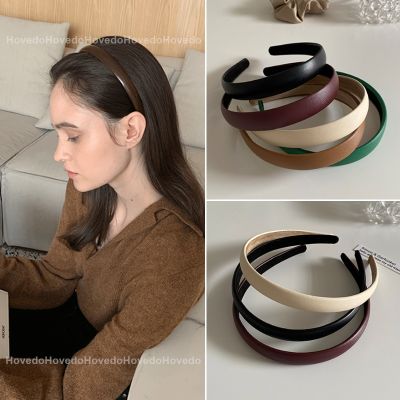 【CC】 Leather Hairband Turban Bezel Headband Hairhoop for Wide Hair Hoop  Headwear Accessories