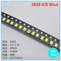 ลูกปัดโคมไฟ LED 3020 3V 20MA 100ชิ้น LED แบบ SMD 3020 0.06W สีขาว/เย็นสีขาว/สีอบอุ่น/สีแดง/สีฟ้า/สีฟ้า/สีฟ้า/สีเขียว/สีเหลือง/สีส้มเน้นไฟ LED-ไดโอดเปล่งแสง