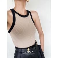 DMON Custom Yarn 2022 New Spring And Summer Blended Contrast Color Design Classic Basic Racer Vest For Women