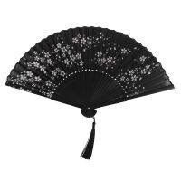 Charming Elegant Modern Woman Handmade Bamboo Silk 8.27 inch(21cm) Folding Pocket Purse Hand Fan, Collapsible Transparent Holding Painted Fan with Silk Pouches/ Wrapping.