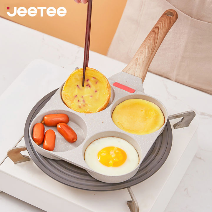 4 Hole Fried Egg Pan, Non Stick Egg Burger Pan, Breakfast Pancake Make