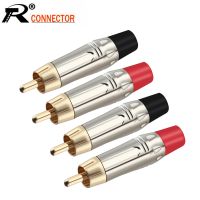 2PCS Nickel Plated RCA Audio And Video Plug Connector RCA Male Lotus Head RCA Jack Red Black