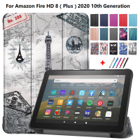 สำหรับแท็บเล็ตคินเดิลไฟร์จากอเมซอน HD8เคส2020สำหรับเคส Kindle Fire HD 8 Plus เคสรุ่น10th แท็บเล็ตพีซีฝาครอบป้องกัน Etui + Stylus tcubjb