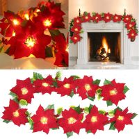 卐❈ LED Red Flower Light String Battery-operated Fairy Lights New years Festoon Garland Holiday Wedding Party Christmas Decoration