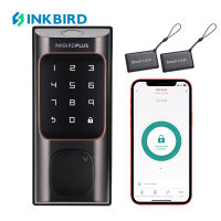 INKBIRD ล็อกประตูดิจิตัล5 In 1 Keyless เข้าประตูล็อคอัจฉริยะบลูทูธล็อกประตูด้วยลายนิ้วมือด้วยปุ่มกดล็อคอัจฉริยะสำหรับประตูหลักป้องกันการแอบดูรหัสผ่านล็อคอัตโนมัติ