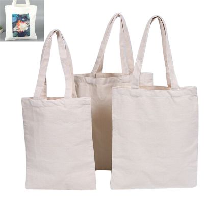 1PC Creamy White Canvas Shopping Bags Shoulder Bag Tote Shopper Bag DIY Painting Natural Cotton Plain For Women Eco Reusable