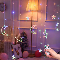 LED icicle Star Moon Lamp Fairy Curtain String Lights Christmas Garland Outdoor For Bar Home Wedding Party Garden Window Decor