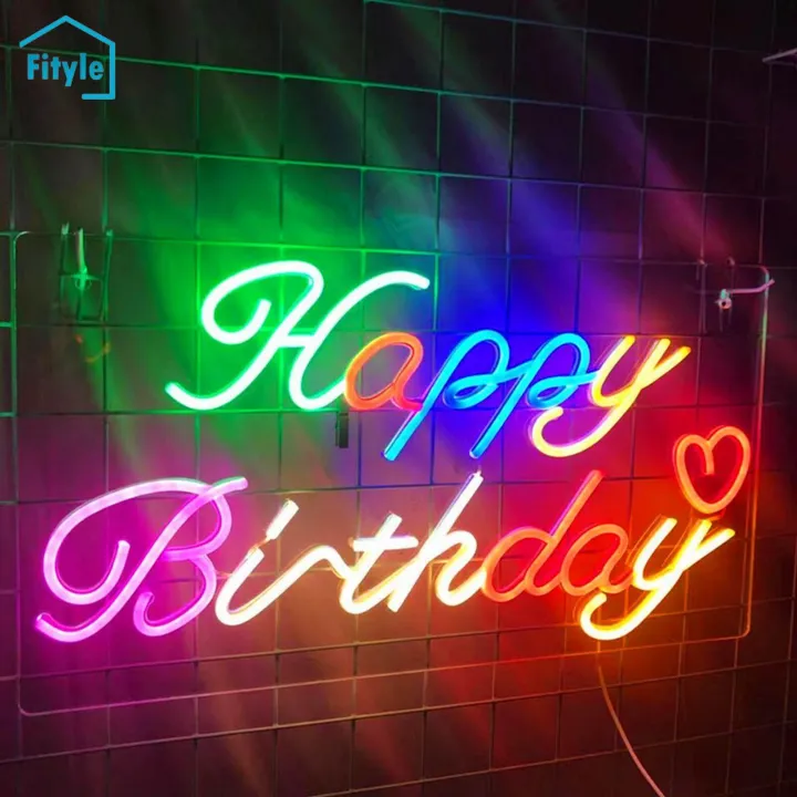 Fityle Happy Birthday Neon Sign Light LED Letters Wall Signs Home Chirstmas  Decor Board Party Wedding Background Decoration | Lazada PH