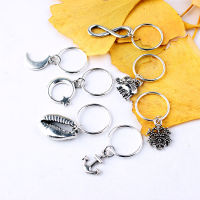 5 Pcsset Hair id Gold Silver Shell Stars Moon Individuality Hair Rings African ids Metal Pendant Decorative Accessories