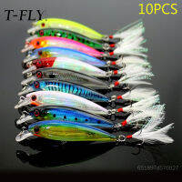 เหยื่อบนน้ำอุปกรณ์ตกปลาแบบ T-FLY ABS ที่ทนทานตัวพลาสติกแข็งสำหรับน้ำเค็มน้ำจืดปลาเทราต์ปลาตะเพียนปลาแซลมอน Sx5la-llh-my