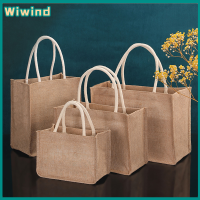 Burlap Tote Bags Blank, Jute Beach Shopping Handbag สำหรับงานแต่งงานของชำ