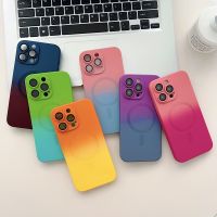 Floveyoo เคสโทรศัพท์มีลายแบบไล่ระดับสีชาร์จไร้สายหรูหรา Magsafe สำหรับ iPhone 14 13 12 11 Pro Max Plus ปลอกซิลิโคนแม่เหล็กแบบนิ่ม