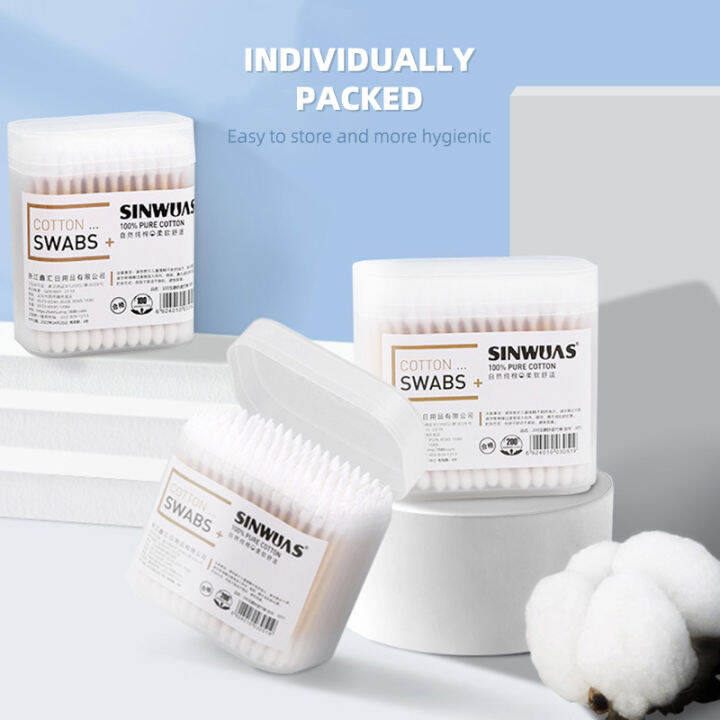 Swab Cotton Buds For Newborn Baby 100 Pcs Wooden Stick Colored Bud