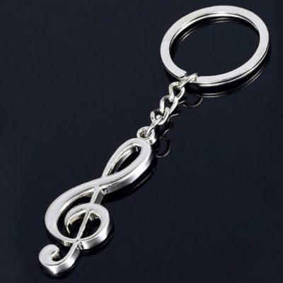 Music Note Pendant Keychains for Women Men Silver Color Guitar Charms Car Key Rings Jewelry Accessories Gift Key Chains