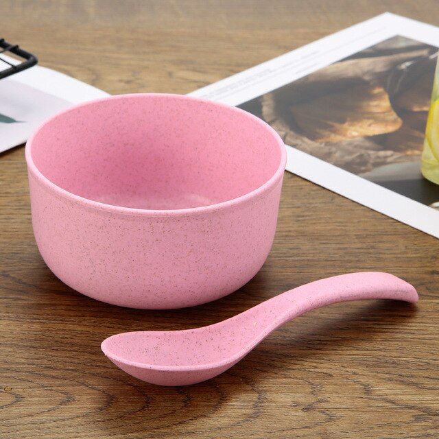 wheat-straw-spoon-bowl-set-portable-tableware-bowl-spoon-household-children-tableware-outdoor-tableware-wheat-bowl-candy-color