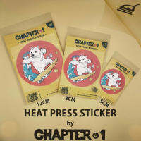 สติกเกอร์รีดร้อน ลาย หมีขาววินเซริฟ ขนาด 5 ,8 , 12 ซม. / Winsurf Polar Bear Heat Press Sticker 5, 8, 12 cms