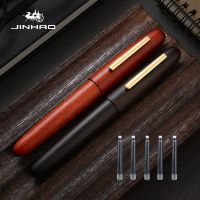 Jinhao ปากกาเจลหัวปากกาปากกาหมึกซึมทำด้วยมือทำจากไม้ธรรมชาติ9056พร้อมตัวแปลง