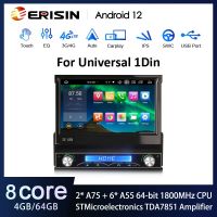 Erisin ES8568U 7" Android 12.0 Unversal 1 Din Car Stereo GPS System Wireless CarPlay &amp; Auto Radio DSP 4G LTE Slot IPS BT5.0 LED Strip Lighting