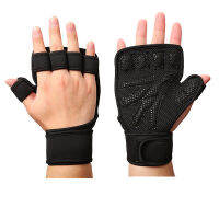 ถุงมือยกน้ำหนักกลางแจ้ง Palm Guard Dumbbell ฟิตเนสอุปกรณ์ป้องกันสายรัดข้อมือขี่ Half Finger