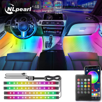 AHlmsm NLpearl APP ภายในรถ Ambient Light Neon LED Strip Foot Light พร้อม USB Wireless Remote Music Auto Atmosphere โคมไฟตกแต่ง