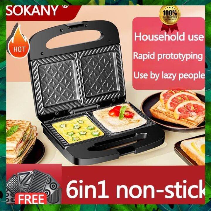 SOKANY 6IN1 sandwich maker waffle maker 5 in 1 non stick electric
