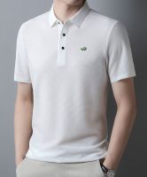 【CC】✾卐✉  New Mens Halter Hollow Short Sleeve Polo Shirt Silk Breathable Business Fashion T-shirt Brand Clothing