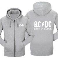 Pkorli Rocksir Ac Dc เสื้อกันหนาวหมวกผู้ชายฮิปฮอปวงร็อค Acdc กลับมาในสีดำ Streetwear ซิป Jiacket Hoody