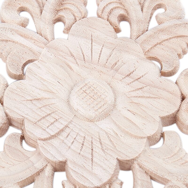 Lots Type Wood Carved Onlay Applique Unpainted Flower Door Home Furniture Decor 