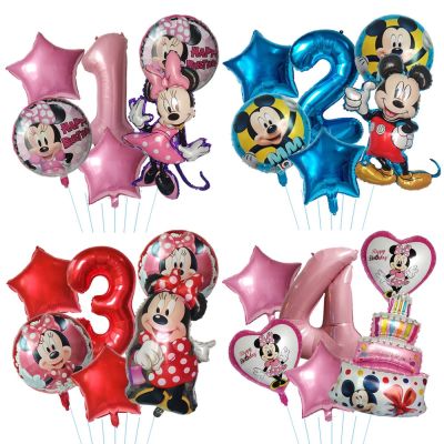 【CC】 6pcs Set Minnie Number Helium Globos Kids Birthday Baby Shower Decoration