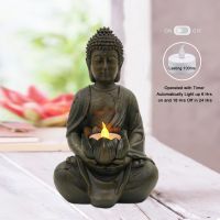 Goodeco Buddha Statue Home Decor Resin Buddha Tealight Holder Zen Figurines Room Decoration Budas Candle Holder Garden Sculpture