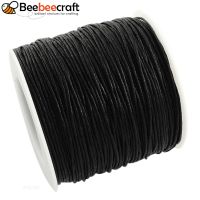 1Roll Eco-Friendly Waxed Cotton Thread Cords Macrame Beading Cords for Bracelet Necklace Black 1mm about 100yards/roll