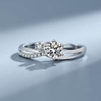 [COD]S925 แหวนเพชรหนึ่งกะรัตแหวนเพชรสไตล์เดียวกันของครอบครัว Zhou แหวนเพชรผู้หญิงแต่งงานแต่งงานแหวนแต่งงานคู่ Moissanite
