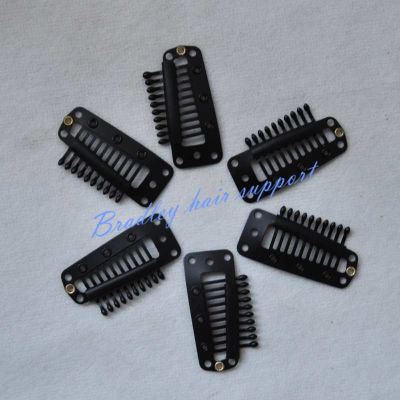 50pcsbag 3.8cm 10T-Tube Stainless Steel Snap Comb Wig Clip Comb for Machine Weaving Extensions Hair Extensions Accessories