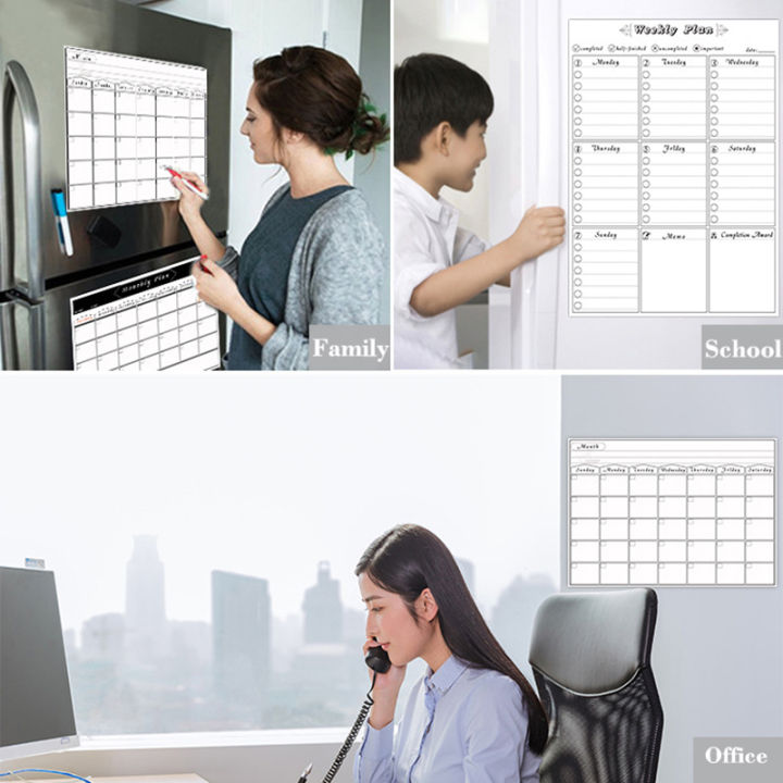 a3-size-weekly-planner-calendar-magnetic-fridge-stickers-menu-dry-erase-calendar-marker-whiteboard-message-board