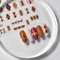 [COD] tomoni thin and tough manicure stickers Ai Rao cooperation style cute nail caramel rhombus grid accessories wholesale